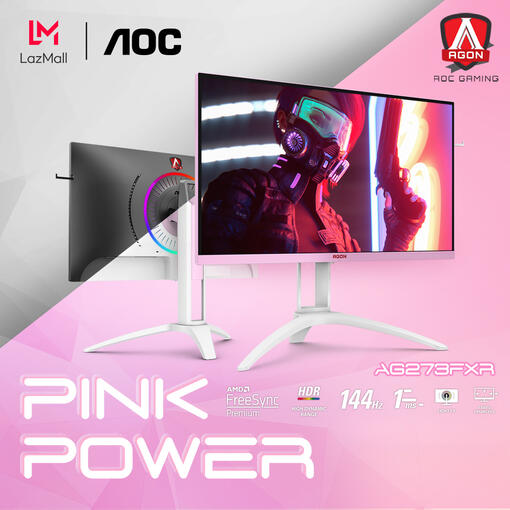 AOC Agon 27" IPS 144hz Pink/White Gaming Monitor